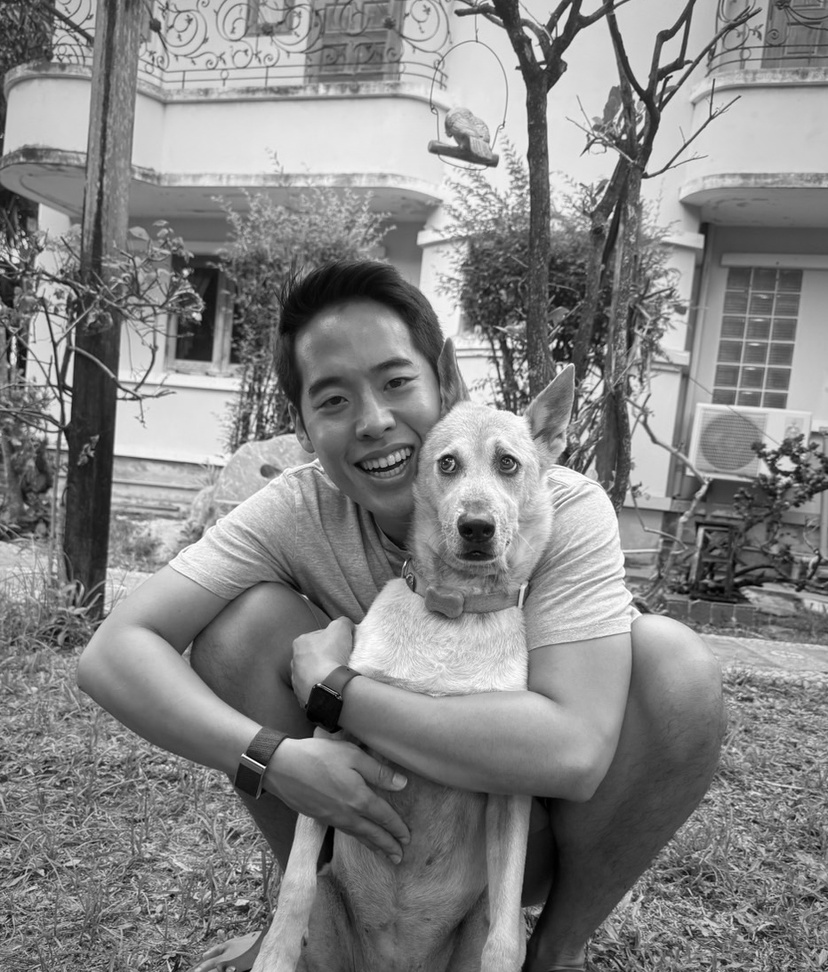 Founder with dog