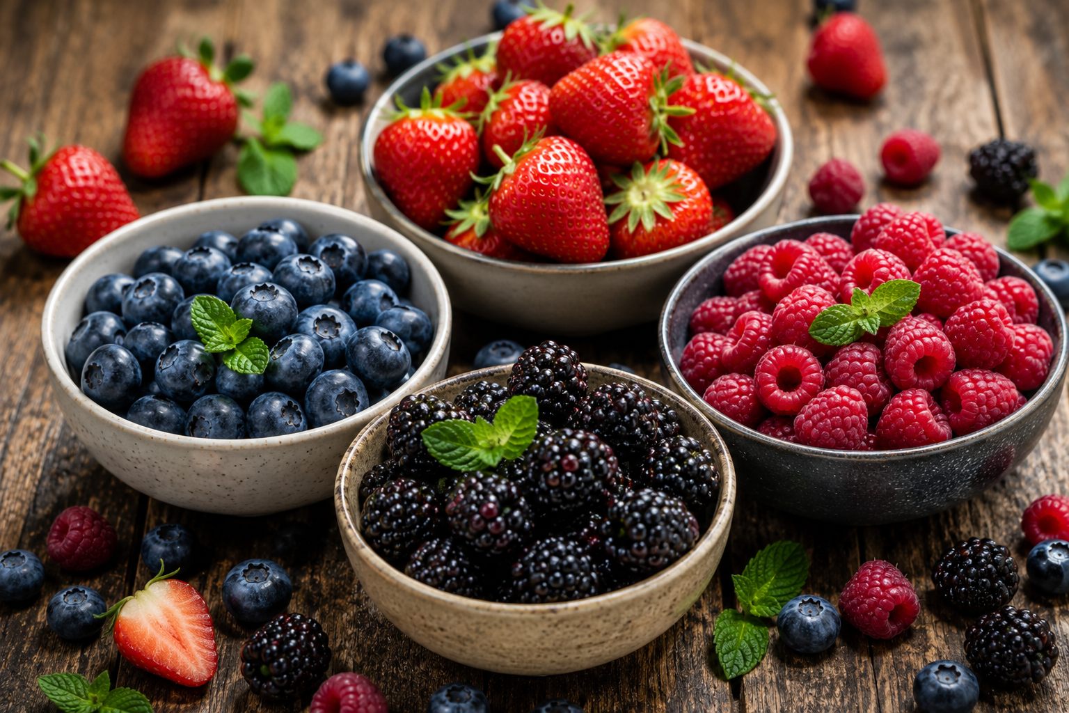 Superfood — mixed berries in bowls
